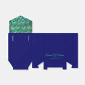 Elegante Royal Blue en Green Peacock bruiloft Bedankdoosjes (Uitgevouwen)