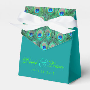 Elegante Royal Blue en Groene Pauw Trouwdag Bedankdoosjes