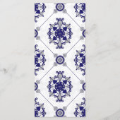 Elegante Royal Blue Medallion Patroon Dinner Menu (Achterkant)