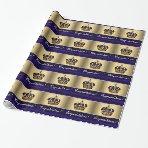 Elegante Royal Blue Prince Baby shower Gift Wrap Cadeaupapier