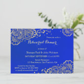Elegante Royal Blue repetitie Dinner Invitation Kaart (Staand voorkant)