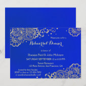 Elegante Royal Blue repetitie Dinner Invitation Kaart (Voorkant / Achterkant)