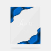 Elegante Royal Blue Silver Agate bruiloft gunsten Acryl Bord (Voorkant)