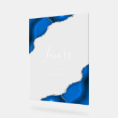 Elegante Royal Blue Silver Agate bruiloft gunsten Acryl Bord (Hoek)