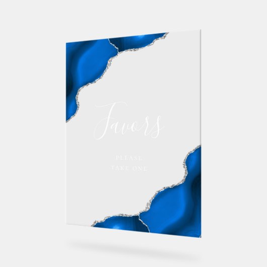 Elegante Royal Blue Silver Agate bruiloft gunsten Acryl Bord (Hoek)