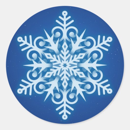 Elegante Royal Blue Sneeuwvlok Kerstmis Ronde Sticker (Voorkant)