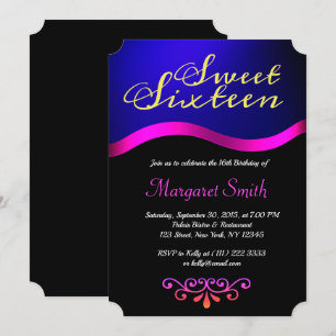 Elegante Royal Blue Sweet 16 Uitnodigen Kaart