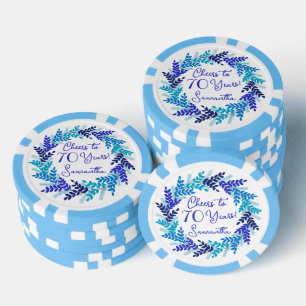Elegante Royal Blue viert 70 jaar verjaardag Poker Chips