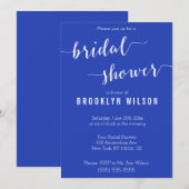 Elégante Royal Blue White Bridal Shower Invitation (Devant / Derrière)