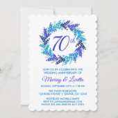 Elegante Royal Blue Wreath 70th Wedding Jubileum Kaart (Voorkant)