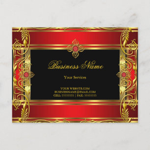 Elegante  Royal Red Jewel Black Gold Briefkaart
