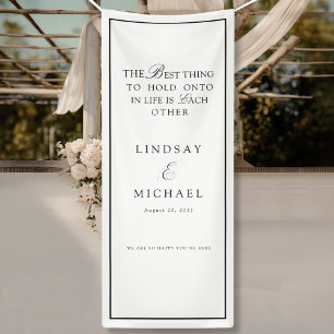 Elegante Royal White & Black Bruiloft Spandoek