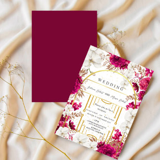 Elegante Roze Aardse Kleur Bloemen Indische Bruilo Kaart