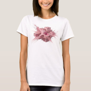 Elegante Roze Abstracte Kubussen Artistiek Motief T-shirt