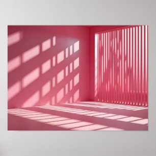Elegante roze achtergrond met licht en schaduwspel poster