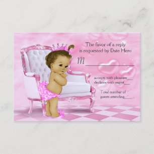 Elegante Roze Afro-Amerikaanse Babyshower RSVP Kaartje