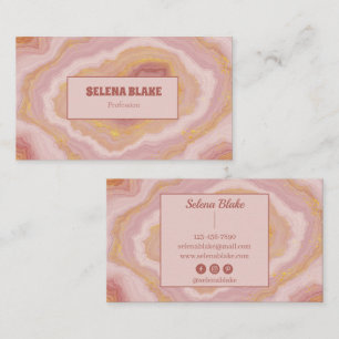 Elegante Roze Agaat met Gouden Glitter - Modern Visitekaartje