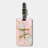 Elegante roze agaat monogram initiaal script bagagelabel (Voorkant verticaal)