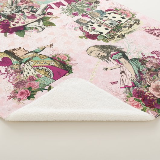 Elegante roze Alice in Wonderland Sherpa Deken (3/4)