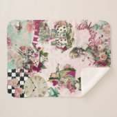 Elegante roze Alice in Wonderland Sherpa Deken (Voorkant (horizontaal))