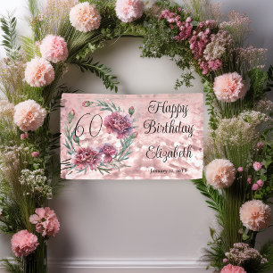 Elegante Roze Anjers 60e Verjaardagsfeest Spandoek