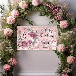 Elegante Roze Anjers 80ste Verjaardagsfeest  Spandoek