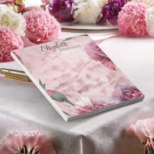 Elegante Roze Anjers Boho Bloemen - Naam Notitieblok