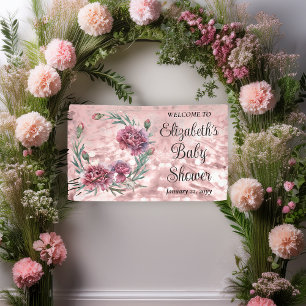 Elegante Roze Anjers Meisje Baby Shower Spandoek