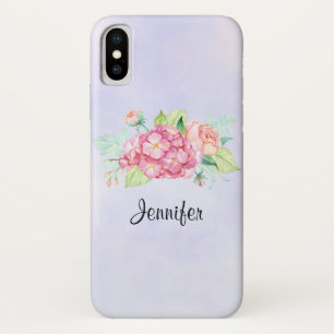 Elegante Roze Aquarel Bloemenboeket iPhone X Hoesje