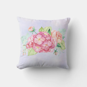 Elegante Roze Aquarel Bloemenboeket Kussen