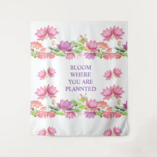 Elegante Roze Aquarel Lotus Bloem Tapijt Wandkleed