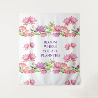 Elegante Roze Aquarel Lotus Bloem Tapijt Wandkleed