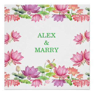 Elegante Roze Aquarel Lotus Bloemmotief Perfect Poster