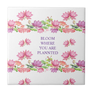 Elegante Roze Aquarel Lotus Bloemmotief Tegeltje