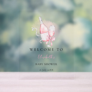 Elegante Roze Aquarel Moderne Baby Shower Acryl Bord