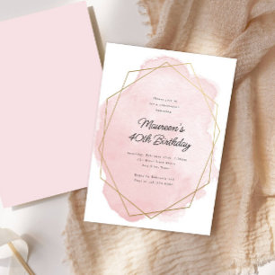 Elegante Roze Aquarel Verjaardag Elke Leeftijd Kaart