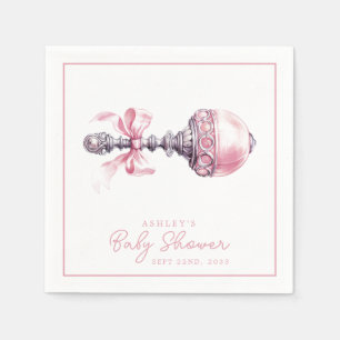 Elegante Roze Baby Rammelaar Meisje Baby Shower Servet
