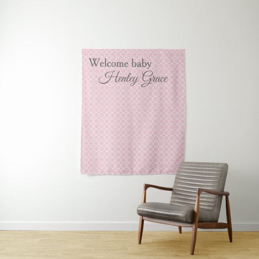 Elegante roze babyshower fotobehang wandkleed (In situ)