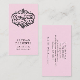 Elegante Roze Bakkerij Bakker Banketbakker Visitekaartje