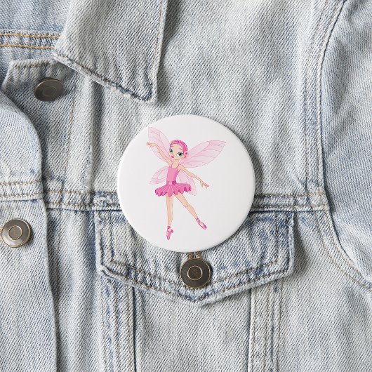 Elegante roze ballerina fee voor dansliefhebbers ronde button 7,6 cm