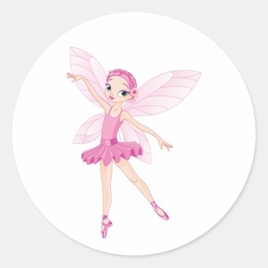Elegante roze ballerina fee voor dansliefhebbers ronde sticker (Voorkant)