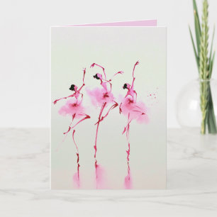 Elegante Roze Ballerina Watercolor Kunst Kaart