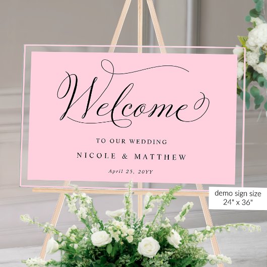 Elegante roze, Berry bruiloft welkom acryl teken Acryl Bord