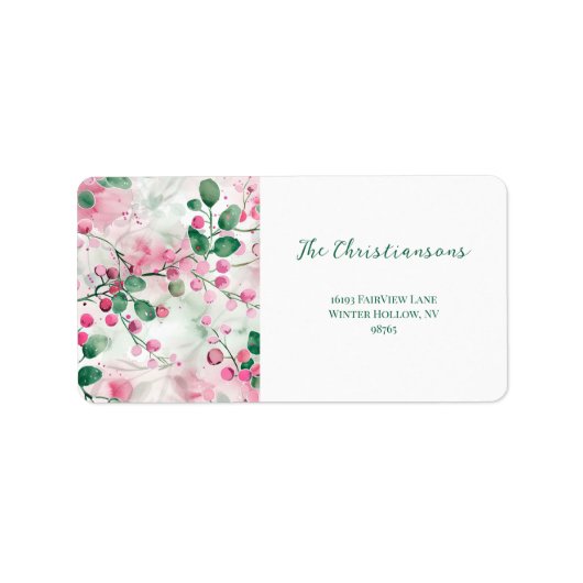 Elegante roze bessen bloemenkerst etiket (Voorkant)
