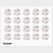 Elegante roze bessen bloemenkerst ronde sticker (Vel)