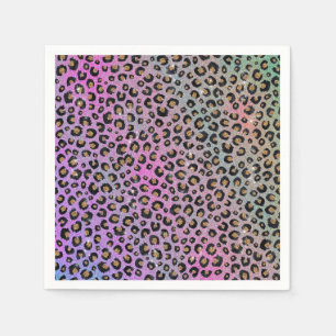 Elegante roze blauw goud glitters zwart luipaardpr servet