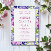 Elegante Roze Blauwe Bloemen Charity Event Gala Pa Folie Uitnodiging