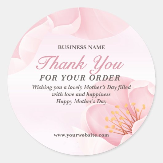 Elegante roze bloeiende Bloementuin Moederdag Ronde Sticker (Voorkant)