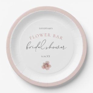 Elegante Roze Bloem Bar Bruiloft Borrel Papieren Bordje