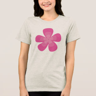 Elegante Roze Bloem Bloesem Geïsoleerde Vector Bot Tri-Blend Shirt